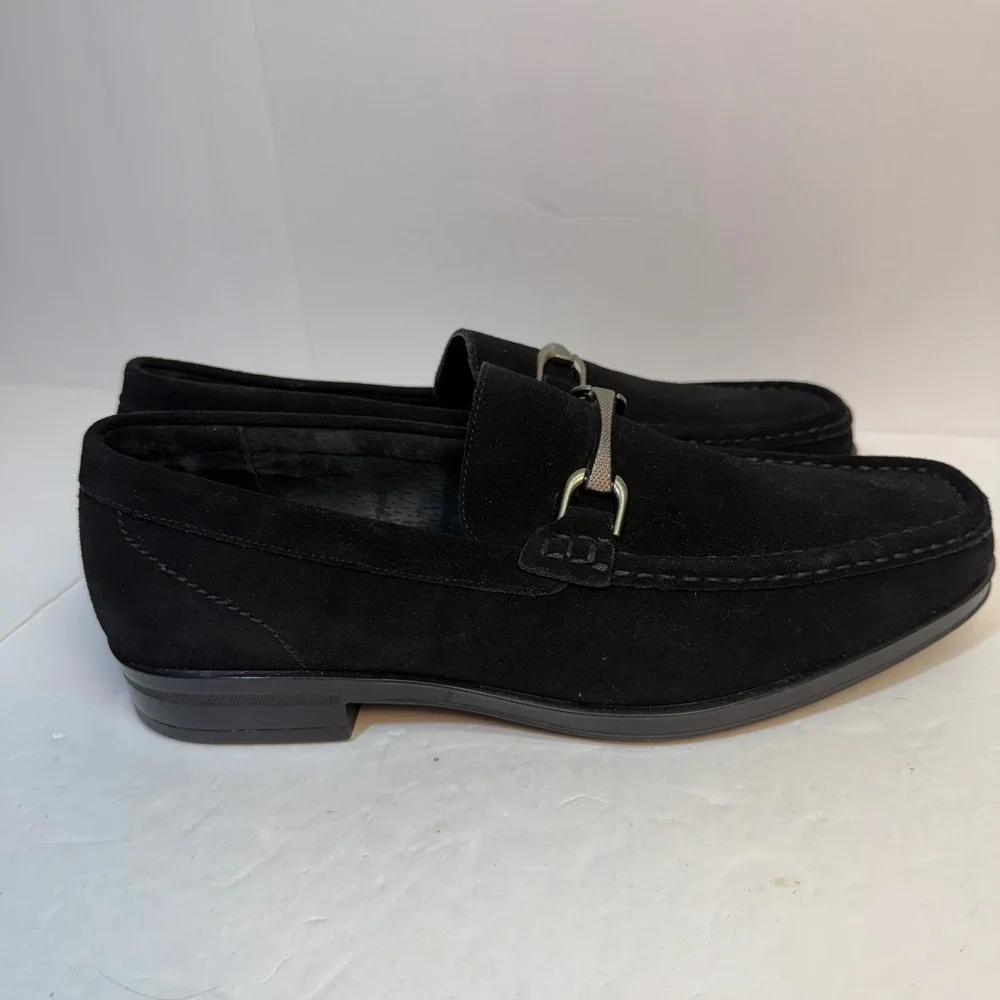 Stacy Adams Mens Black Suede Bit Loafers Memory Foam Dress Shoes 25139-008 9.5M